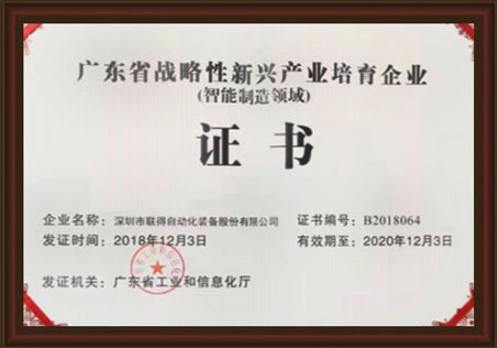 广东省战略性新兴产品培育企业证书 广东省战略性新兴产品培育企业证书